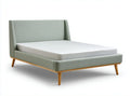 Letto matrimoniale in tessuto beige con struttura in metallo nero 200 x 160 x 100cm