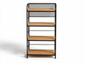 Scaffale in metallo nero con ripiani in legno chiaro 80 x 40 x 120cm