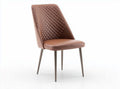 Sedia imbottita in pelle marrone con dettagli trapuntati e gambe in metallo 45 x 50 x 90cm