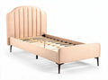 Letto singolo imbottito in tessuto beige con rete a doghe 200 x 100 x 30cm