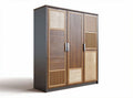 Armadio in legno con finiture multiple 150 x 60 x 180cm per soggiorno