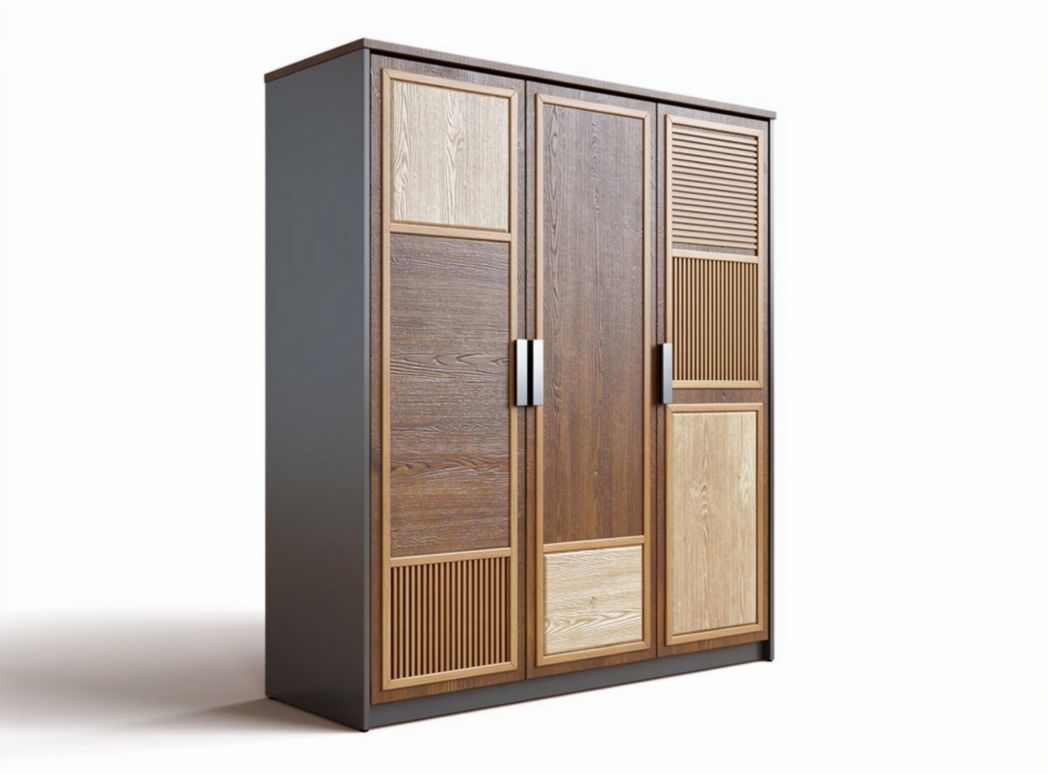 Armadio in legno con finiture multiple 150 x 60 x 180cm per soggiorno