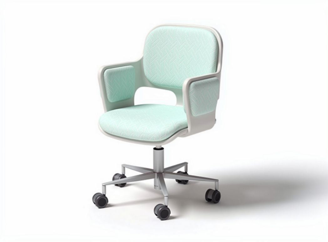 Sedia da ufficio girevole in tessuto verde menta con ruote dimensioni 47 x 50 x 85cm