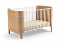 Culla in legno naturale con sbarre e materasso 120 x 60 x 90cm